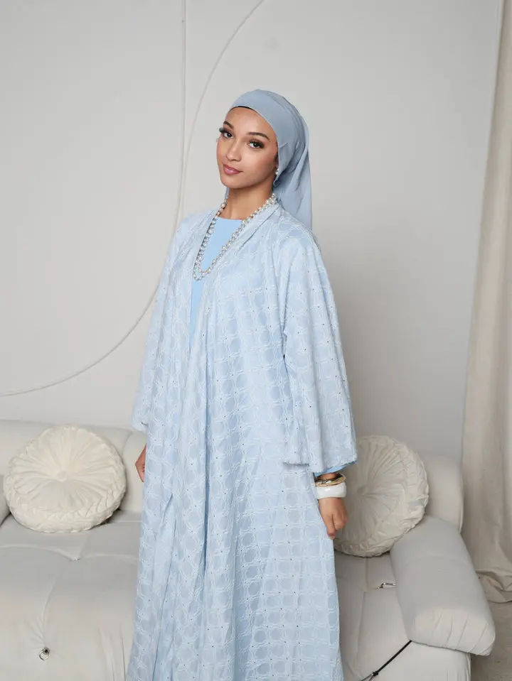 Aliyah Lace Abaya Set in blue