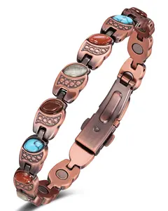 Jecanori Copper Bracelet for Women, Pure Copper Magnetic Bracelets ,Natural Unique Gemstone,Gifts for Women Trendy Stack Bangle Trendy Jewellery Accessories