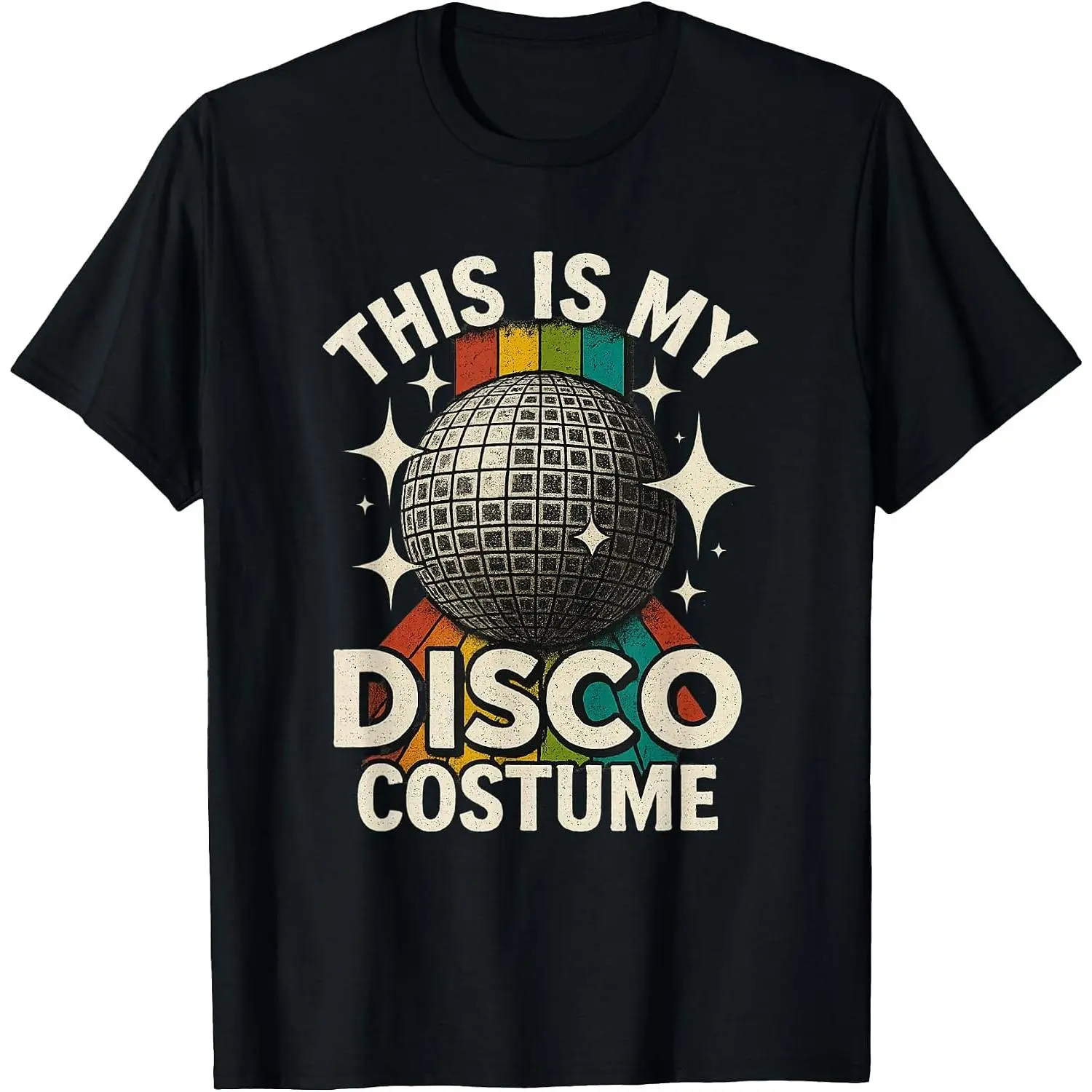 This is My Disco Costume 1970s Funky Party 70s Groove T-Shirt Womens Cotton Short Sleeve Summer Casual Graphic Crew Neck Tee Black