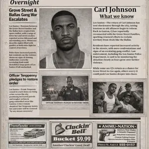 CJ Returns Los Santos Tribune Poster – GTA Inspired Vintage Newspaper Art