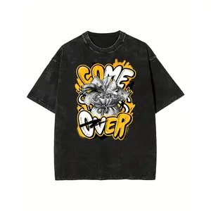 One 100 Percent Cotton Front Washed Fabric T Shirt Graffiti Art Design For Everyday Wear Unisex Casual Style 230g Perfect For Summer Festivals And Streetwear Lovers
