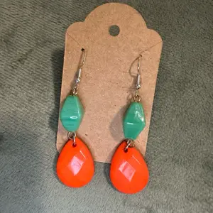 Lottie's Handmade Orange & Green Colorful Drop Hook Earrings