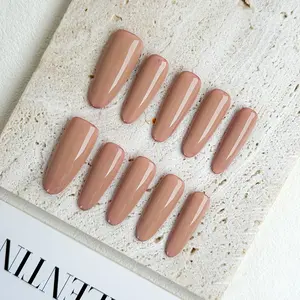 Glarein Nails | Velvet Sole – 10PCS Handmade Press-On Nails, Reusable & Salon Quality with Chic Red Base & Sleek Neutral Contrast