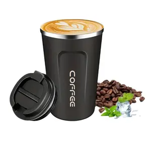 Double Walled Stainless Steel Vacuum Travel Mug, 510ML/17.2oz Insulated Tumbler, Leakproof Flip Lid, Perfect for Coffee & Tea, Thermal Cup