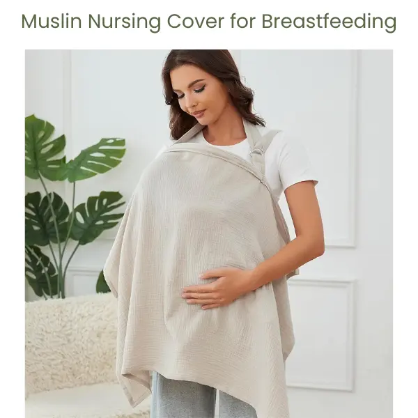 Muslin Nursing Cover for Breastfeeding, 100% Cotton Breathable Nursing Apron with Rigid Hoop Privacy Summer Gift