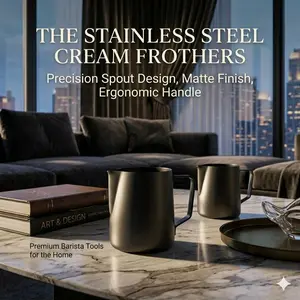 Professional Milk Frothing Pitcher - 20 oz (600 ml) Stainless Steel with Non-Stick Teflon Coating, Matte Finish Barista Coffee Creamer Jug for Latte Art & Cappuccino