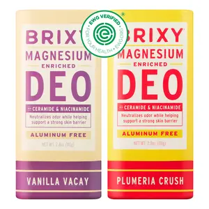BRIXY Magnesium Enriched Deodorant With Skin Barrier Support, Ceramide & Niacinamide, Odor Control, Aluminum Free, Vegan, Plastic Free, EWG Verified, Lightly Scented (2 pack)