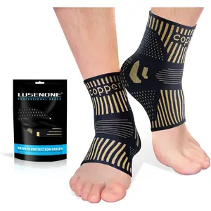 Lusenone Copper Ankle Brace Support for Men & Women (Pair), Best Ankle Compression Sleeve Socks for Plantar Fasciitis, Sprained Ankle, Achilles Tendon, Pain Relief, Recovery, Sports