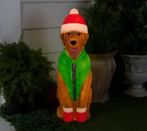 Bethlehem Lights 30" Illuminated Holiday Dog with Vest