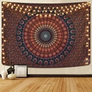 Bohemian Mandala Tapestry Hippie Tapestries Psychedelic Peacock Boho Tapestry Wall Hanging for Bedroom