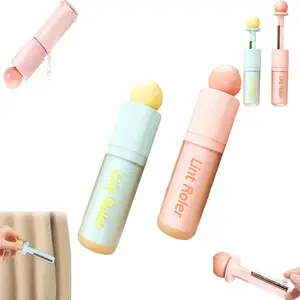 2 in 1 Portable Washable Lint Remover,Reusable Fuzz Shaver with Sticky Surface, Mini Sticking & Scraping Cleaning Tool - Pet Hair Remover, Lints Remover for Clothes, Fur, Dust (Blue & Pink)