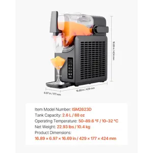 VEVOR Slushie Machine, 2.6L/88oz No Ice Needed Slushy Machine for Home, Frozen Drink Maker with 5 Preset Programs, Margarita Machine with Self-Cleaning, Frozen Margaritas, Frapps, Milkshake More