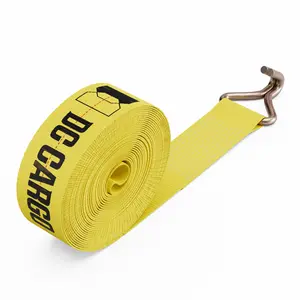 Flatbed Winch Strap with Wire Hook, 4"