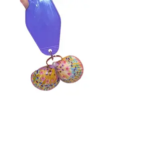 Painted Scallop Shell Keychain