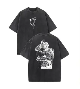 Chainsaw Man Denji Tee – Vintage Washed Heavy Cotton Oversized T-Shirt, Double Printed Anime Manga Graphic Top, Retro Unisex Streetwear for Devil Hunter Fans, Movie Inspired Edition Chainsaw Man anime merchandise