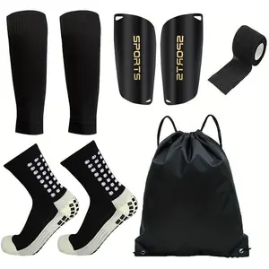 2025 Premium 5-in-1 Outdoor Sports Soccer Training Set – Professional Shin Guards, Anti-Slip Grip Socks, Compression Calf Sleeves, Sports Wrap & Carry Bag – Ultimate Football Gear
