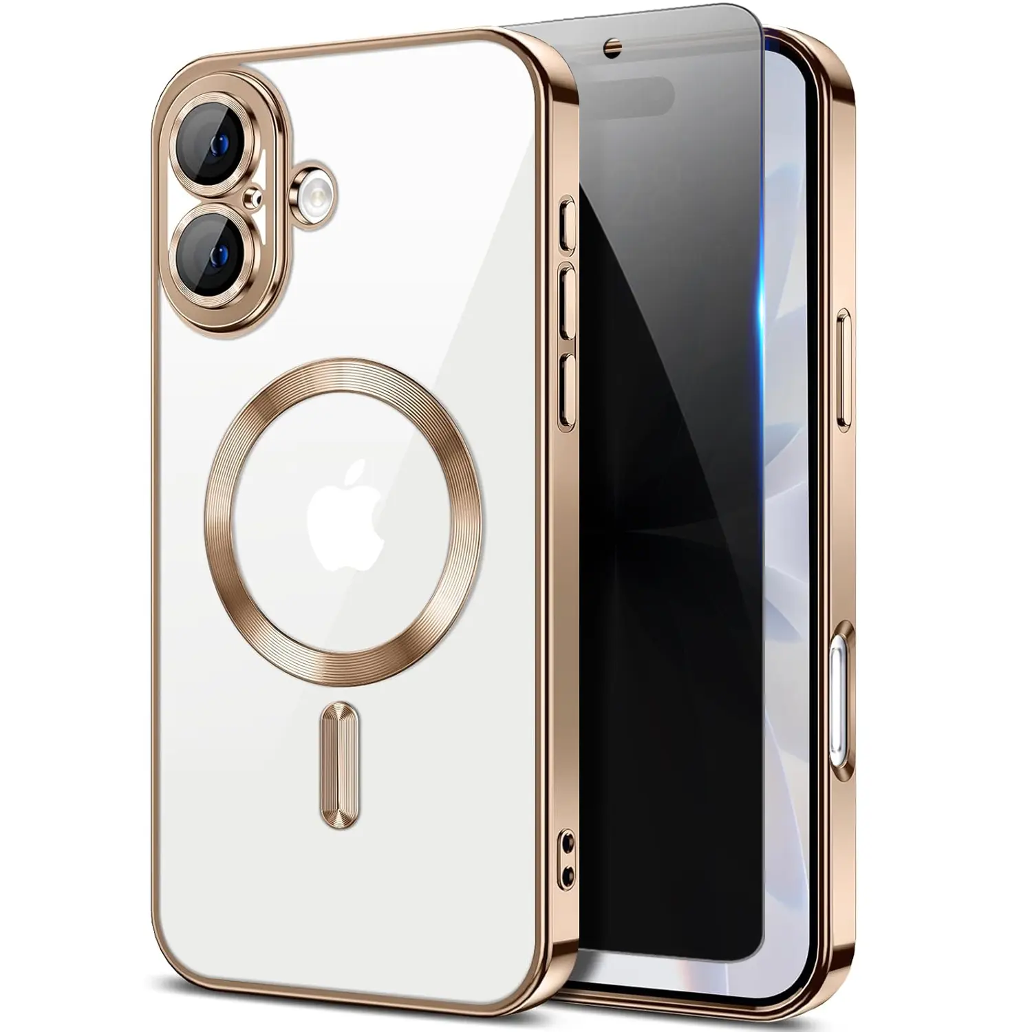Magnetic for iPhone 17 Case with Privacy Screen Protector & Full Camera Cover,Shockproof Clear Phone Case Compatible with MagSafe for iPhone 17