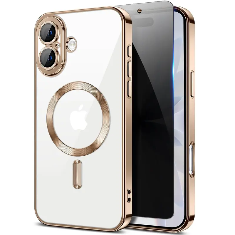 Magnetic Smartphone Casing for iPhone 16 with Privacy Screen Protector, Full Camera Cover, Shockproof Protective Casing & MagSafe Compatibility - Phone Accessories for Enhanced Protection