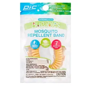 Mosquito Repellant Citronella Wristband - Deet-Free, Waterproof, 7 Days Use, Natural Oils, Resealable Bag