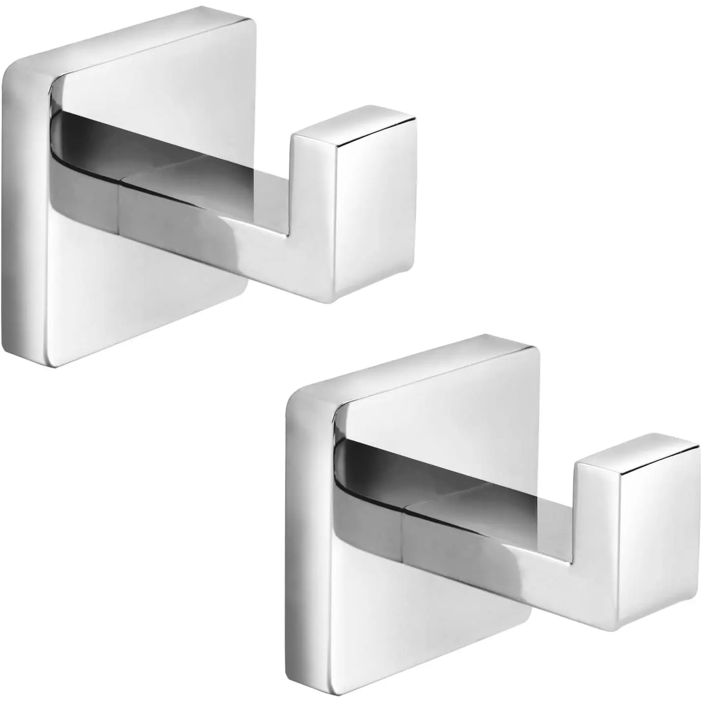 Stainless Steel Heavy Duty Bathroom Coat Hooks - Chrome Polished Square Wall Mounted Towel Hooks Robe Hook 2 Pack