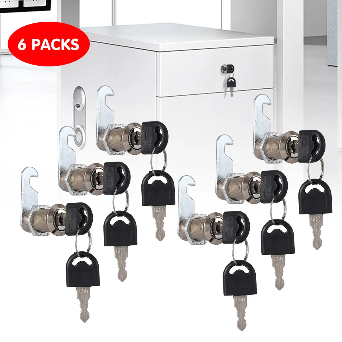 6-Pack Universal Zinc Alloy Keyed Alike Child-Proof Safety Padlocks, Cabinet Lock with Keys for Drawers, Storage Chests, Toolboxes (Silver), Child-Proof Keyed Padlocks, Safety Keyed Padlocks