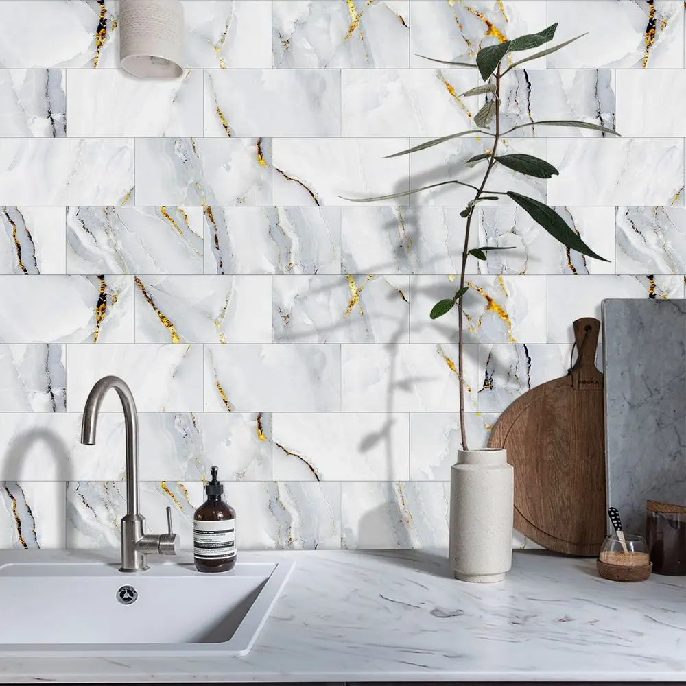 Gold Marble Cheetah Print Peel & Stick Wallpaper, Renter Friendly, Wipe-Clean Accent Wall Option, 20 × 10 Cm Sheets Available in Multiple Packs
