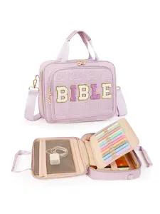 Women's Bible Cover Protector, Large Size Durable Handle Quilted Carrying Case, Shoulder Strap Bible Bag Gift for Girls Christian Gifts, Casual Zipper Purse, Fashionable Versatile Purse