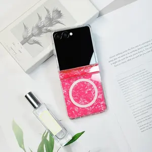 Galaxy Z Flip 7 Case with MagSafe, Colorful Seashells Magnetic Phone Case for Samsung Galaxy Z Flip7 Zflip7 Hard Acrylic Plastic Protective Cove (Red)