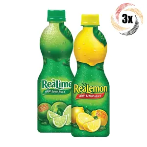 3x Bottles ReaLime & ReaLemon 100% Real Juice | 8 fl oz | Mix & Match Flavors!