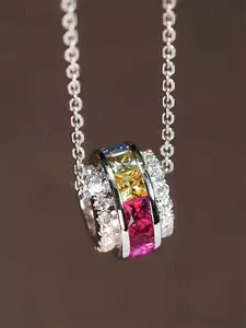 Artificial Zircon Decorated Pendant Necklace, Cubic Zirconia Pendant for Women, Elegant Jewelry for Party, Daily Clothing Decor, Trendy All-match & Exquisite Jewelry for Birthday Gift, Elegant Rhinestone Necklace