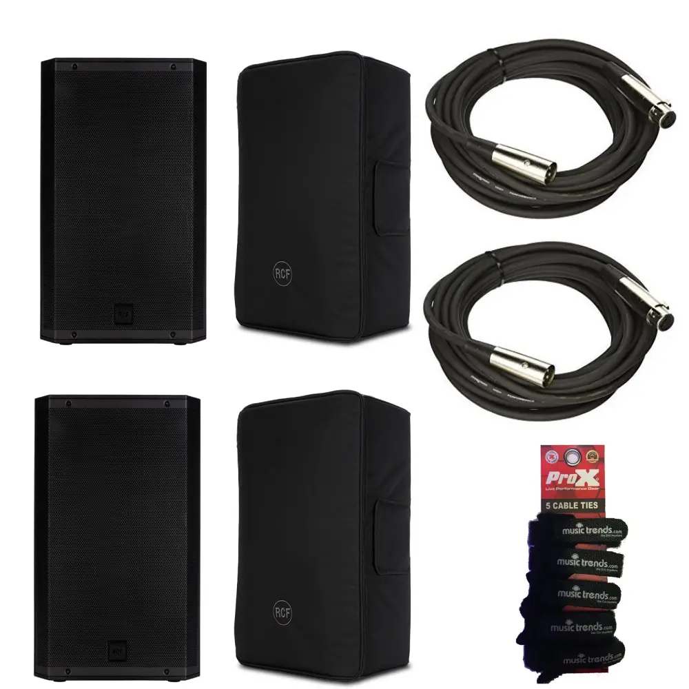 2x RCF ART-915A Active 2100W 2-way 15" Powered Speaker + 2x Covers + 2x XLR Cables