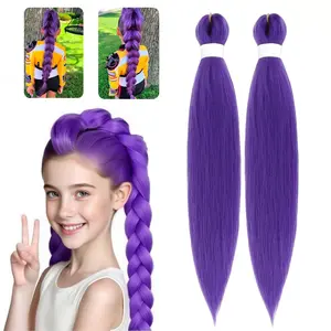 2PCS Purple Braiding Hair, Purple Hair Extensions, Long Wig Hair Extensions for Braids, Braiding Twist Hair, Halloween Costume Cosplay