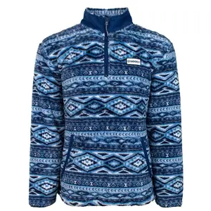 HOOEY® MENS NAVY AZTEC FLEECE PULLOVER HFP001NVAZ