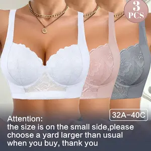 Mimilemon 3PC Sexy Lace Brapush up bras for women Lingerie Anti-Sagging Comfortable Bra for Daily Wear or Special Occasions Seamless Design Supportive Womenswear Style Everyday