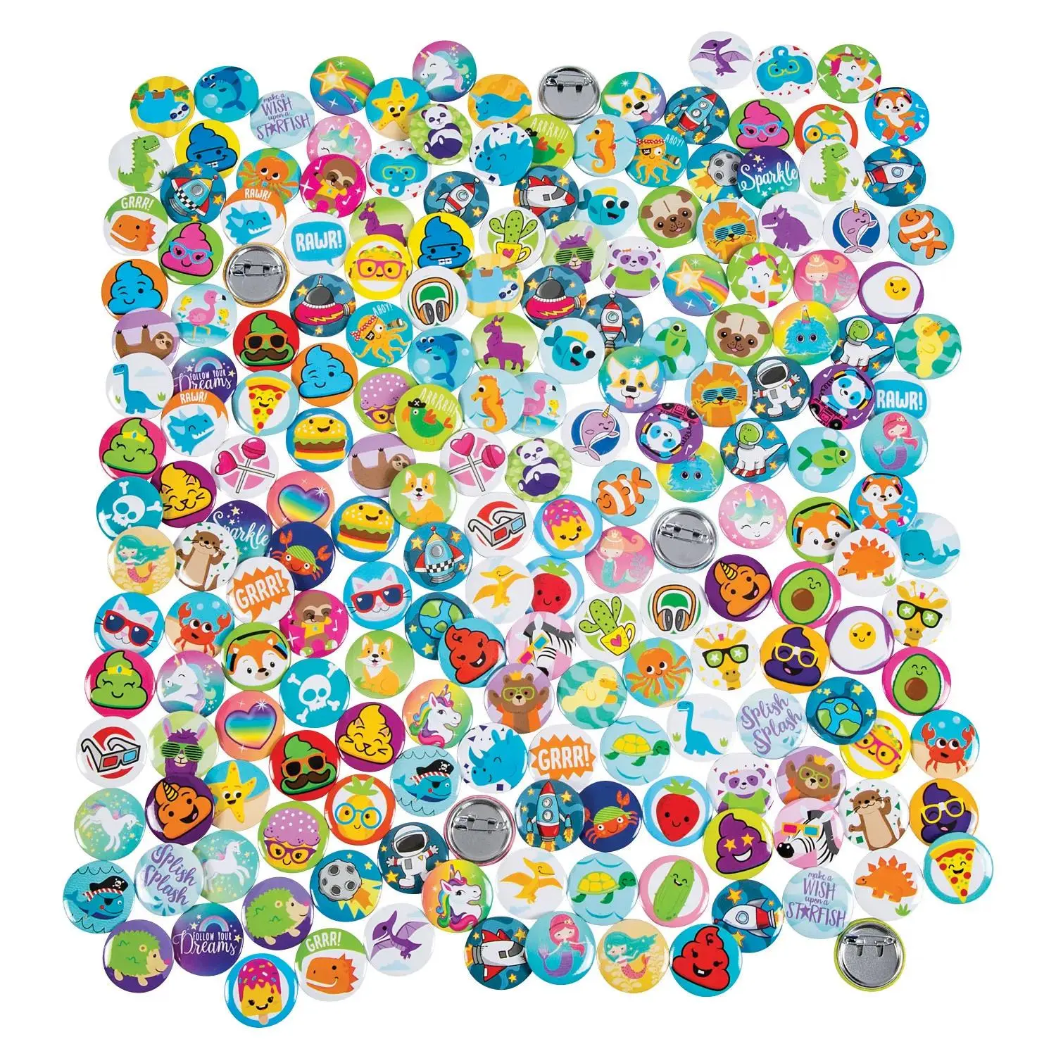 1" Bulk 200 Pc. Mini Fun Designs Metal Button Assortment