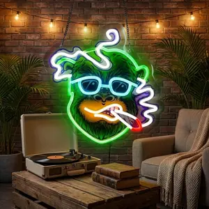 Green Monkey Neon Sign Light, Cool Smoking Monkey LED Wall Decoration, USB Powered with Adjustable Brightness, Suitable for Bedroom, Game Room, Men's lounge, Bar