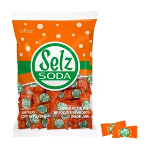 Selz Soda Lemon Soda Powder Filled Candy 100 Pieces 420g Orange Polvo Eferescente Sabor Limon Caramelos
