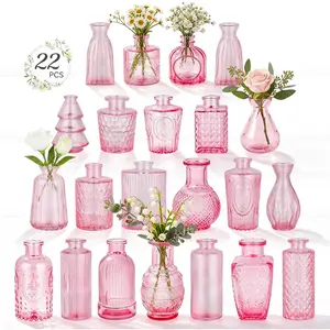 22 Pack  Small Vases Glass Mini Bud Vase in Bulk   Flower Vases for Wedding,Centerpieces  Decor and Party