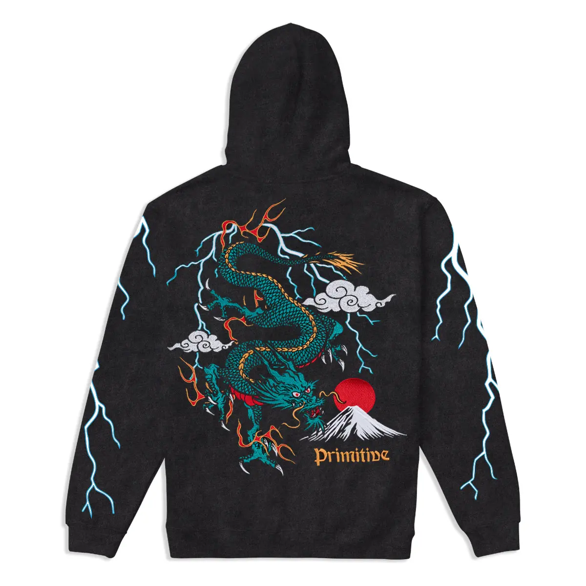 Primitive Skateboarding Men's Boxy Fit Embroidered Fabric Hoodie, 2000s Aesthetic Tops, 100% Cotton, L, Boxy Cut