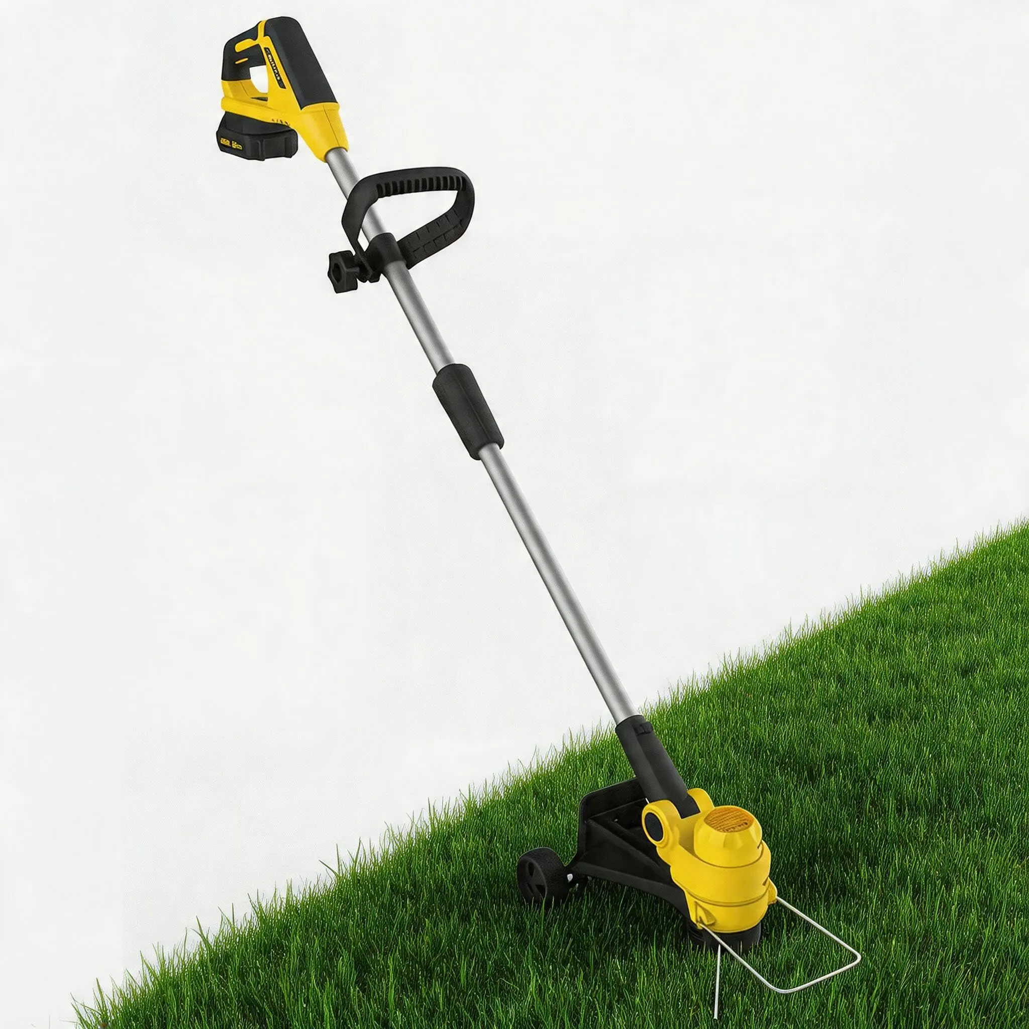 20V Cordless Walk-Behind Grass String Trimmer Full Kit - 2.0Ah Battery-Powered Weed Wacker with Battery, Charger, 8 Spare Trimmer Lines, Support Wheel, Anti-Collision Protection, 12-in Cutting Diameter, 6500 RPM, 60 Minutes Lawn & Yard Care