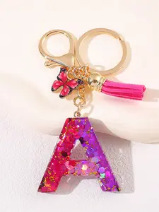 1pc/key rings Cute Butterfly & Letter Design Keychain Fashionable Tassel Decor Key chain for Women & Girls Perfect Gift for Women Daily Uses Personalized Initials