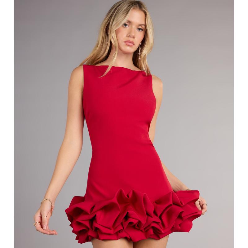 Ellerie Low Back Ruffle Bubble Short Dress