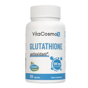 VitaCosmoX Glutathione 500 mg - 120 Count for Daily Wellness Routine | Antioxidant & Skin Support Vegan Capsules