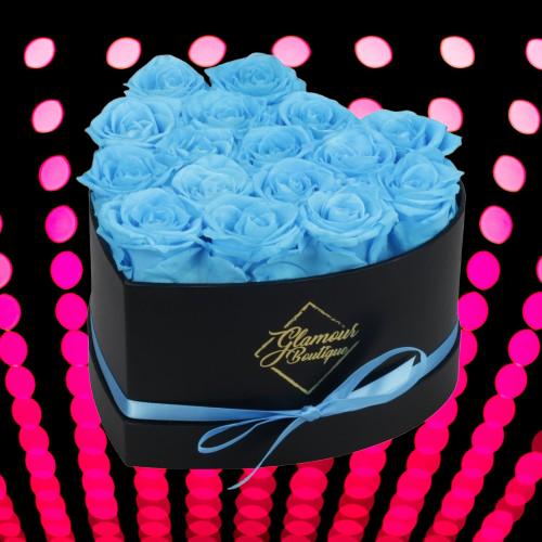 Immortal Love Black Heart | 16 Tiffany Roses Bouquet Box