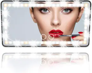 Car Sun Visor Vanity Mirror, Big Led Car Mirror with 3 Light Modes & Unlimited LEDs,Rechargeable Car Makeup Mirror - Dimmable Touch Control,Car Light Up Mirror Universal for Car