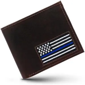 RAW HYD Thin Blue Line Firefighter Bifold Men's Wallet - Handcrafted Full Grain Leather Wallet w/Needlepoint Art - Compact Men's Bifold Wallets w/Multiple Card Slots for Birthday, Christmas, & More