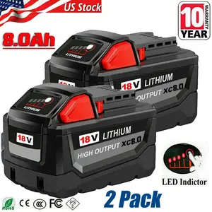 New 2Pack 8.0AH For Milwaukee for M18 Lithium Extended Capacity Battery 48-11-18
