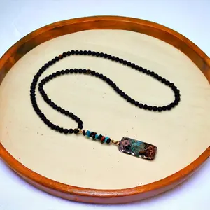 Seven chakras orgonite pendant beaded necklace