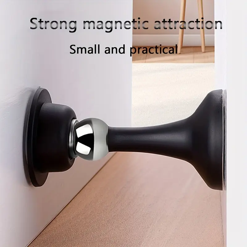 No Drilling Required, Strong Magnetic Silent Door Stopper, Adhesive Anti-Collision Floor Door Stopper, Equipped with Two Installation Methods of Tape And Screws, Suitable for Living Rooms, Bedrooms, And Offices