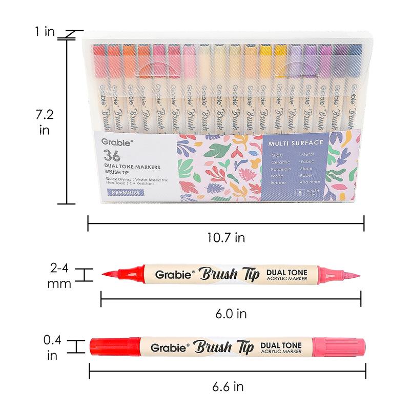 [Flash Sale] Grabie Dual Tip Acrylic Marker Set Of 36, Paint Pens markers artmarkers acrylic paintmarkers brushpen acrylic pens brushmarkers coloring book, artist supplies, artist tools, waterproof ink, creative tools, gift for valentines's day